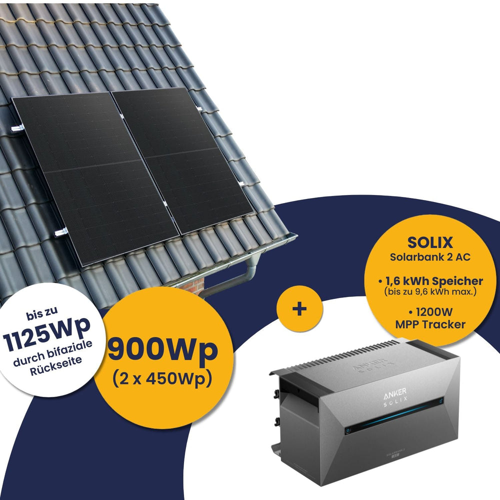 Anker Solarbank 2 E1600 AC und Kleines Kraftwerk 900Wp Duo mit optionaler Halterung