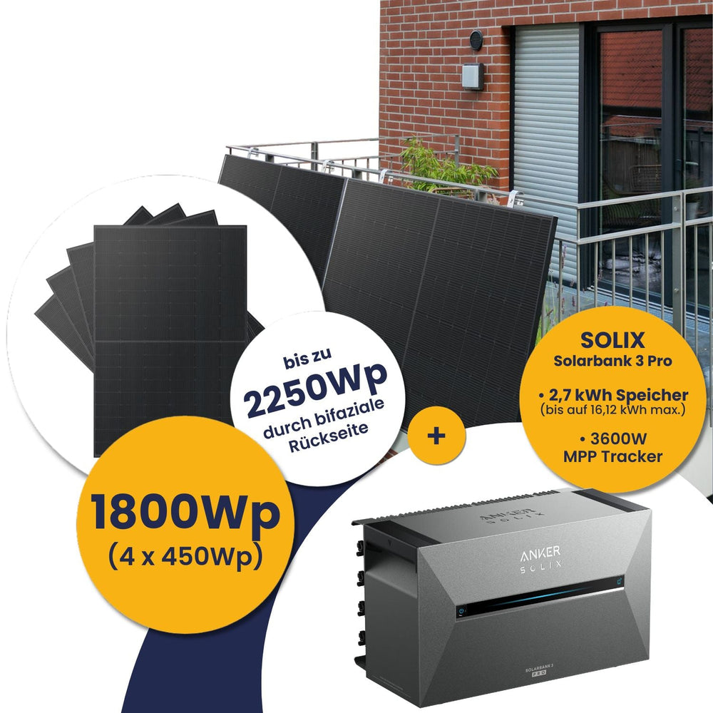 Anker Solarbank 3 E2700 Pro und Kleines Kraftwerk 1800Wp Quattro mit optionaler Halterung