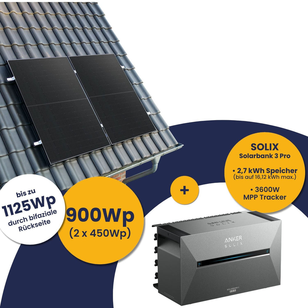 Anker Solarbank 3 E2700 Pro und Kleines Kraftwerk 900Wp Duo mit optionaler Halterung