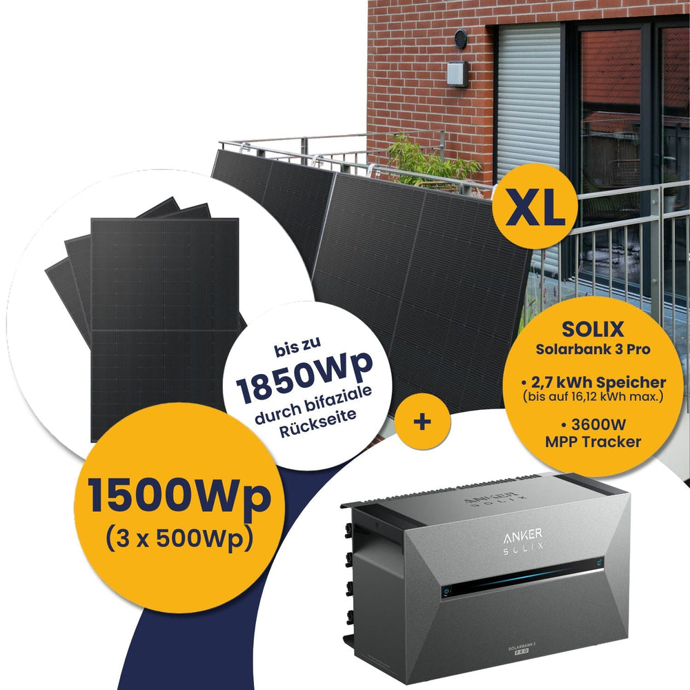 Anker Solarbank 3 E2700 Pro und Kleines Kraftwerk XL 1500Wp Trio mit optionaler Halterung