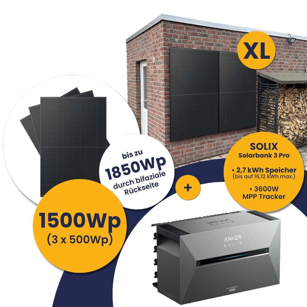 Anker Solarbank 3 E2700 Pro und Kleines Kraftwerk XL 1500Wp Trio mit optionaler Halterung