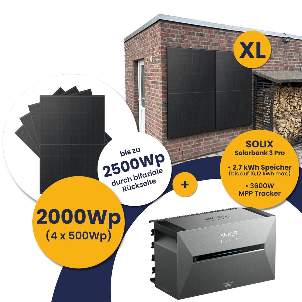 Anker Solarbank 3 E2700 Pro und Kleines Kraftwerk XL 2000Wp Quattro mit optionaler Halterung