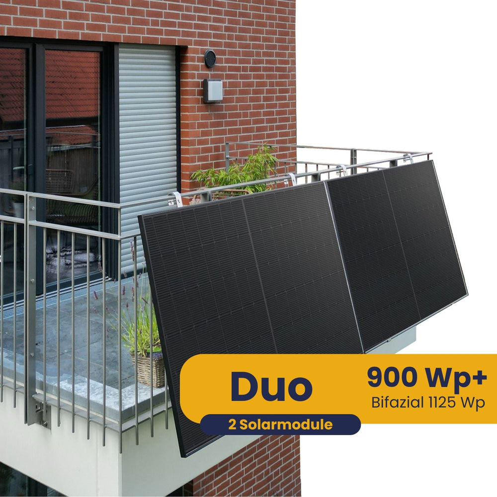 Kleines Kraftwerk Duo Gitterbalkon Komplettpaket (900Wp+) Bifazial