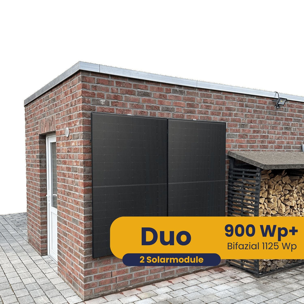 Kleines Kraftwerk Duo Wandhalterung Komplettpaket (900Wp+) Bifazial
