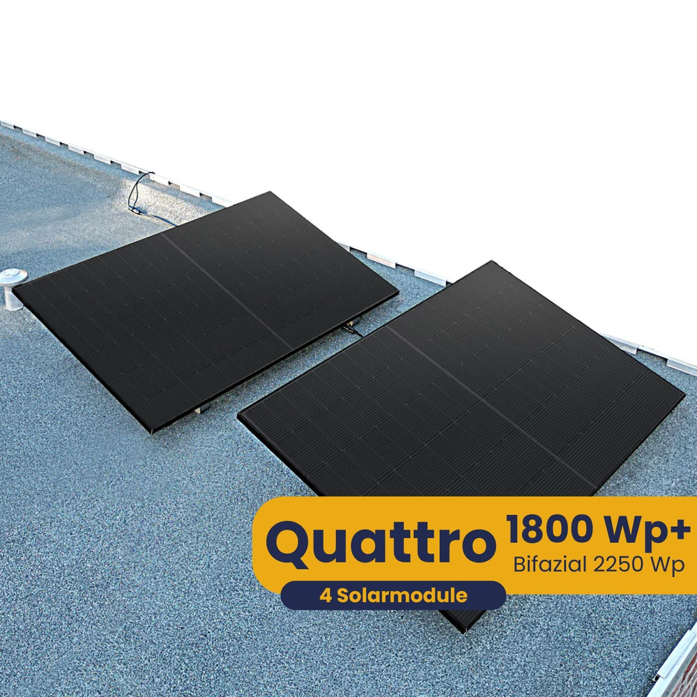 Kleines Kraftwerk Quattro Flachdach Komplettpaket (1800Wp+) Bifazial