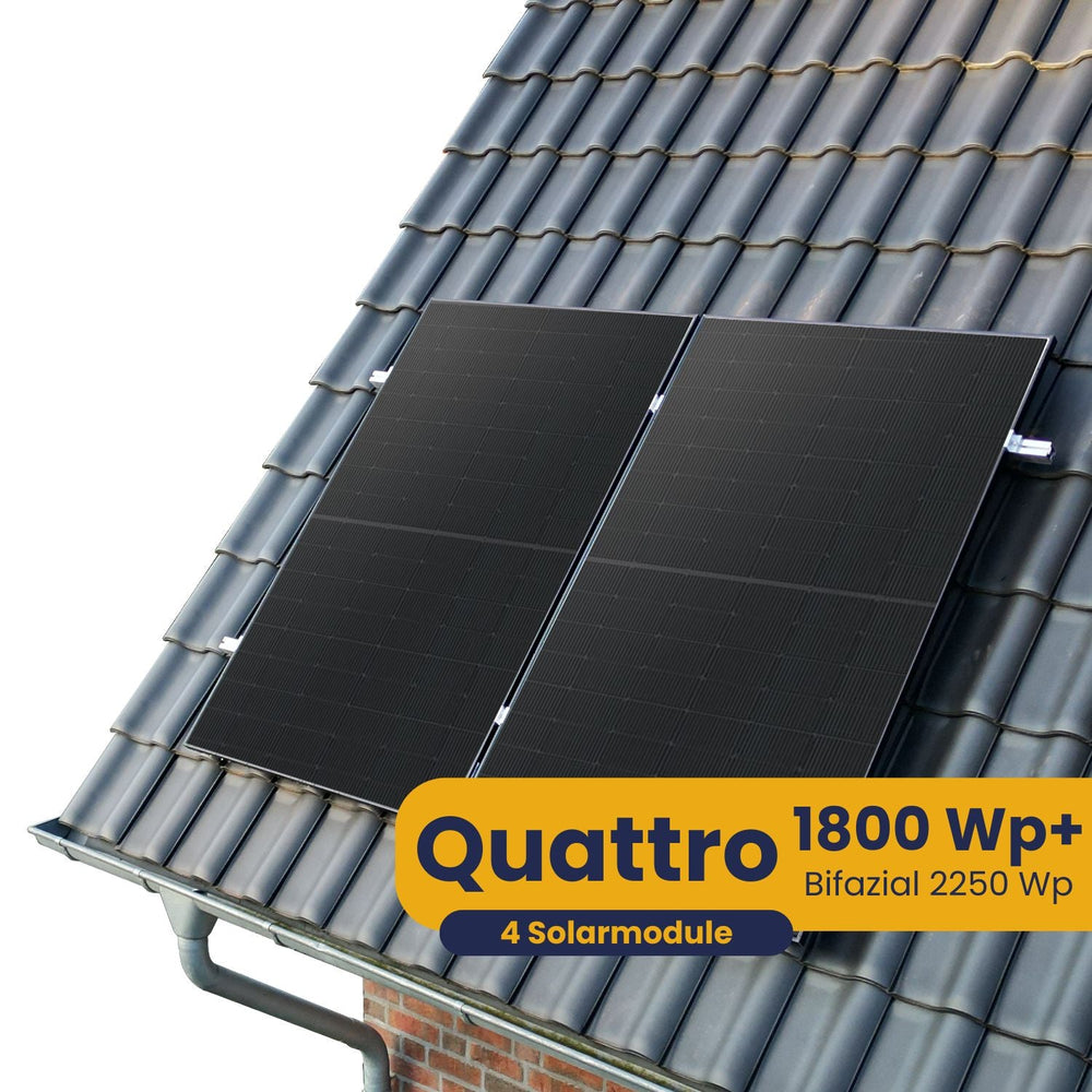 Kleines Kraftwerk Quattro Ziegeldach Komplettpaket (1800Wp+) Bifazial