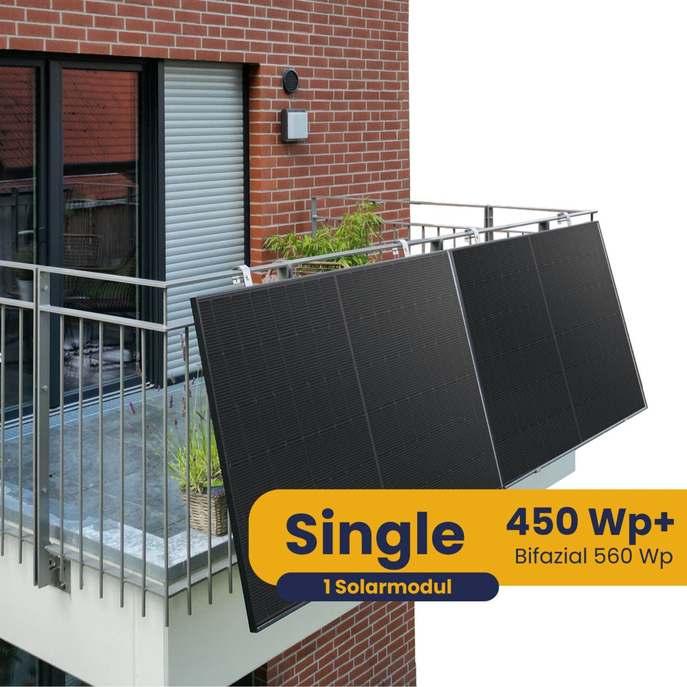 Kleines Kraftwerk Single Gitterbalkon Komplettpaket (450Wp+) Bifazial