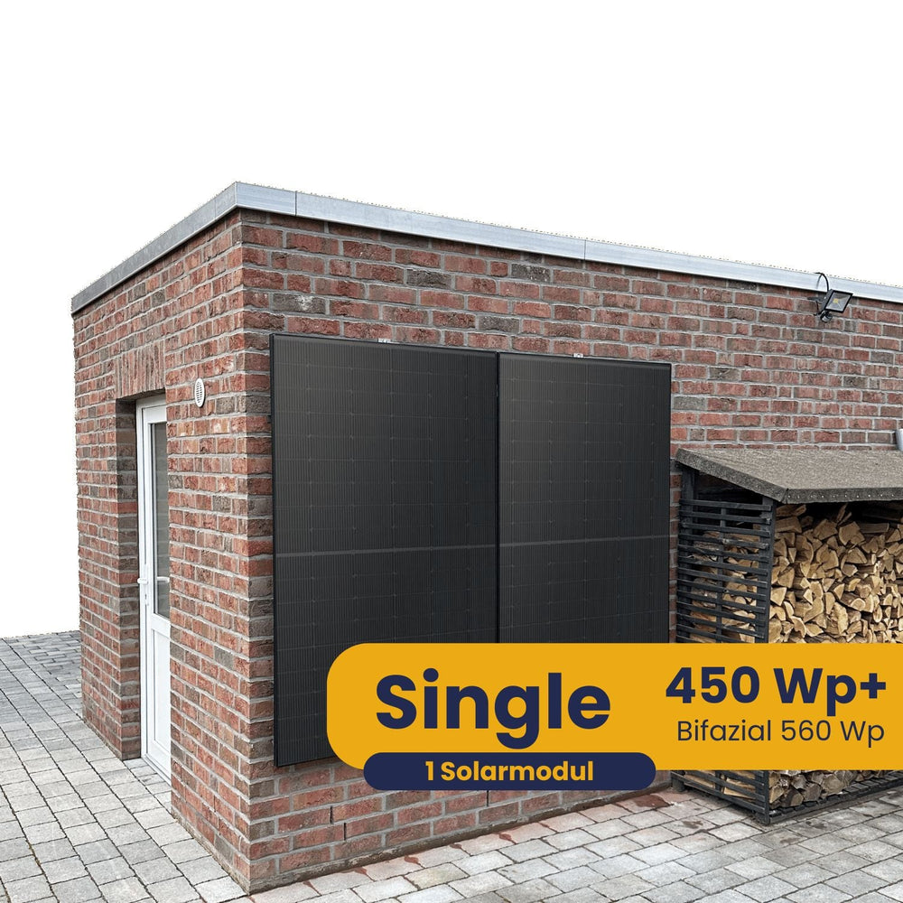 Kleines Kraftwerk Single Wandhalterung Komplettpaket (450Wp+) Bifazial