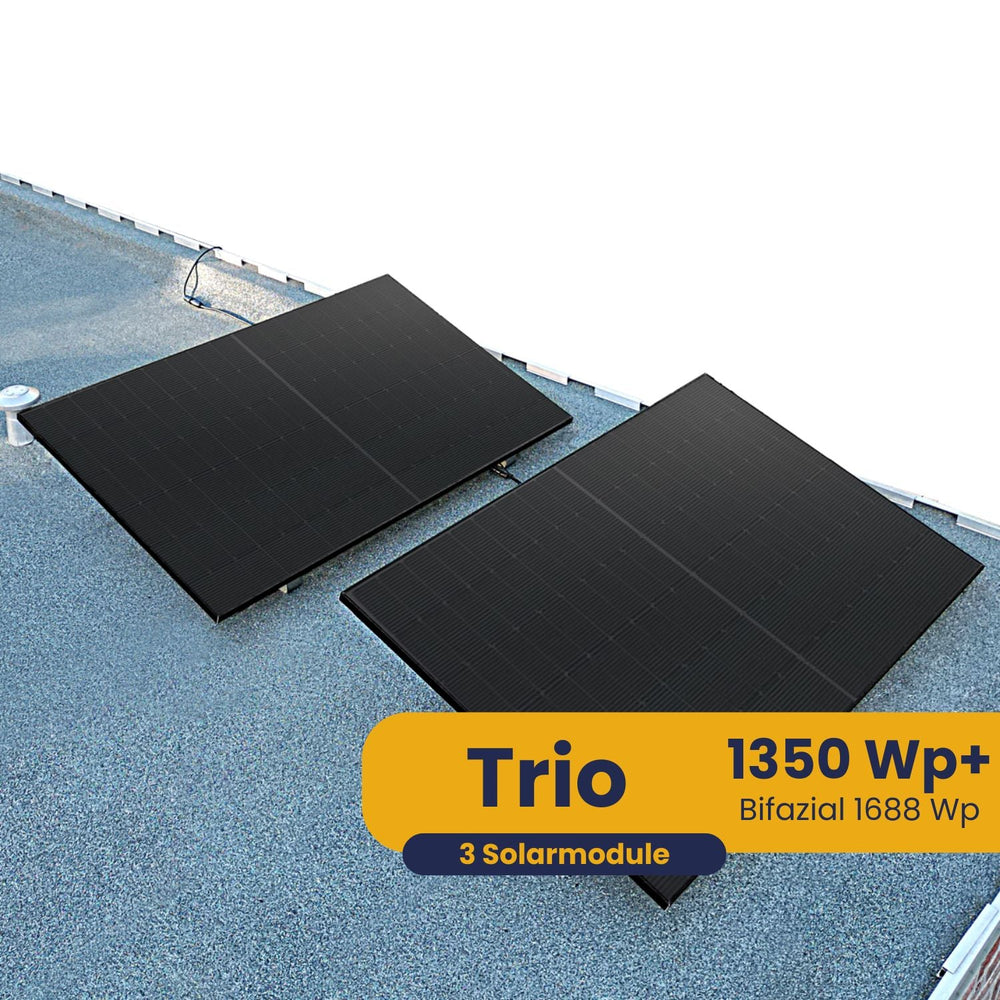 Kleines Kraftwerk Trio Flachdach Komplettpaket (1350Wp+) Bifazial