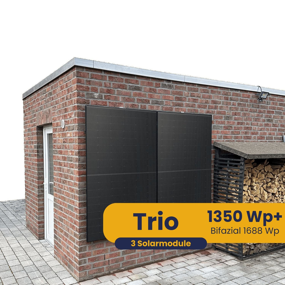 Kleines Kraftwerk Trio Wandhalterung Komplettpaket (1350Wp+) Bifazial