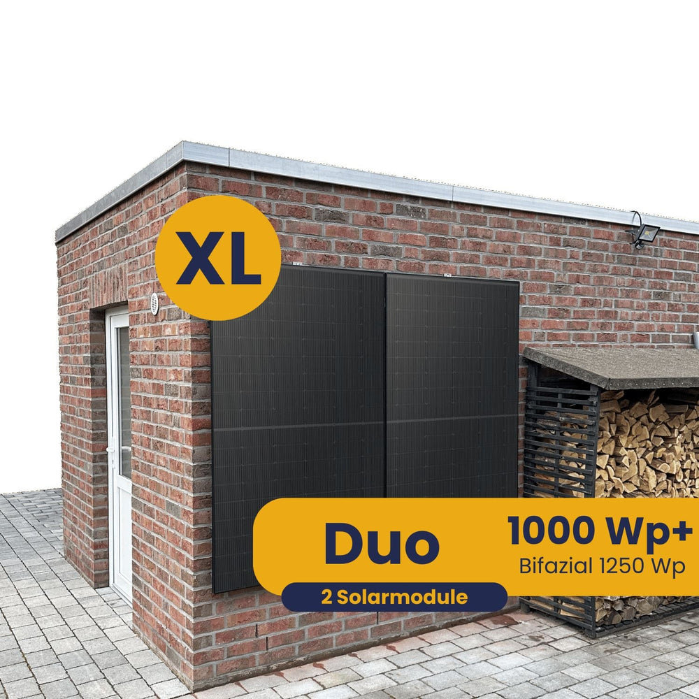 Kleines Kraftwerk XL Duo Wandhalterung Komplettpaket (1000Wp+) Bifazial