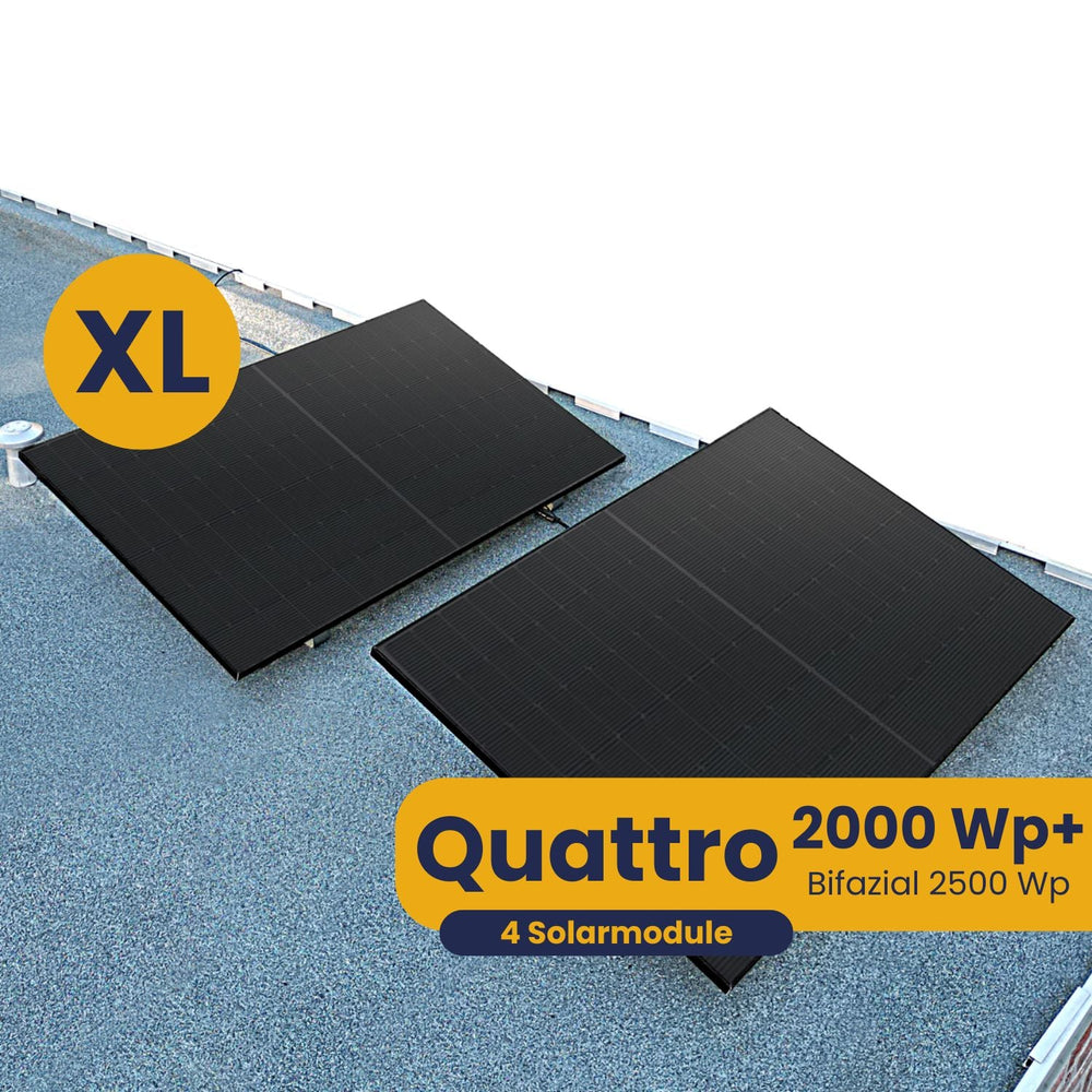 Kleines Kraftwerk XL Quattro Flachdach Komplettpaket (2000Wp+) Bifazial