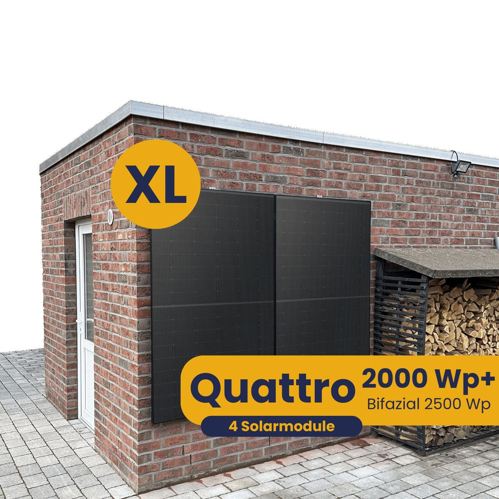 Kleines Kraftwerk XL Quattro Wandhalterung Komplettpaket (2000Wp+) Bifazial