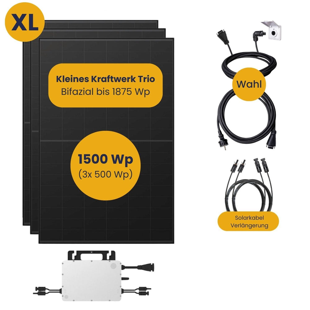 Kleines Kraftwerk XL Trio ohne Halterung Komplettpaket (1500Wp+) Bifazial