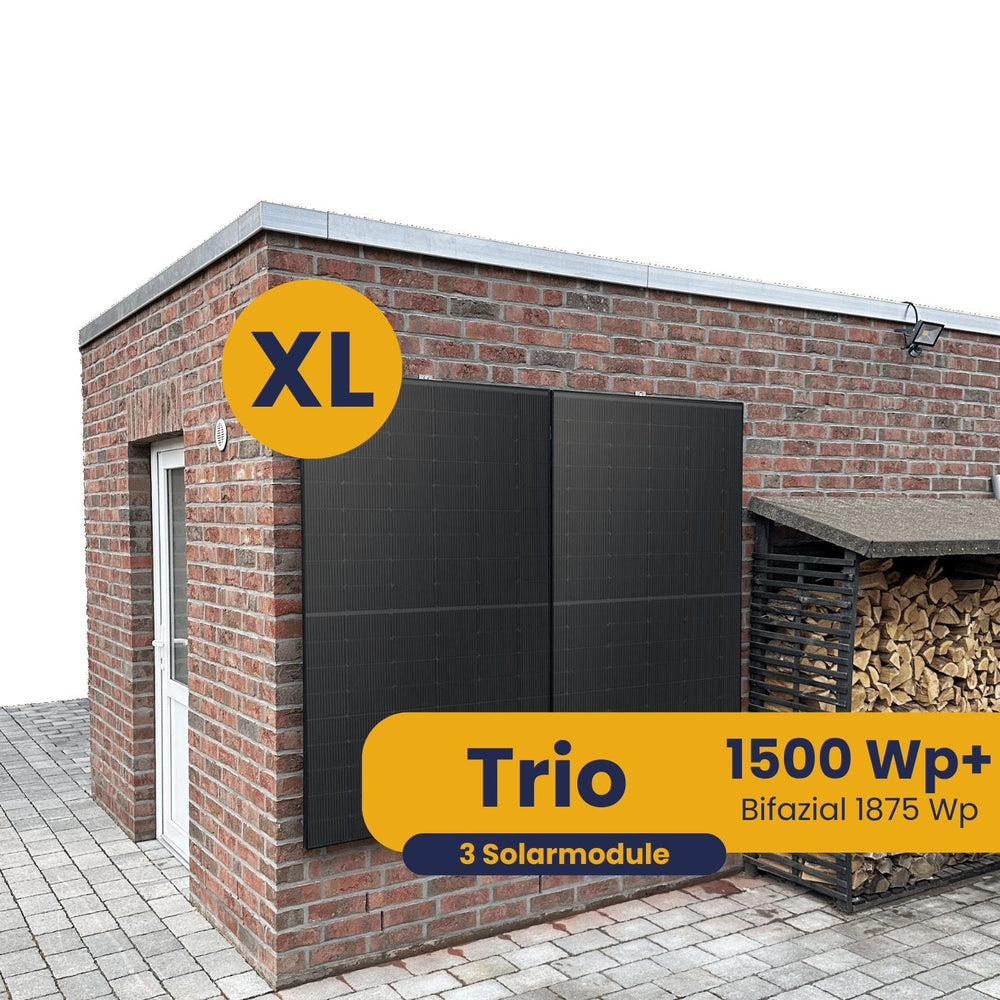 Kleines Kraftwerk XL Trio Wandhalterung Komplettpaket (1500Wp+) Bifazial