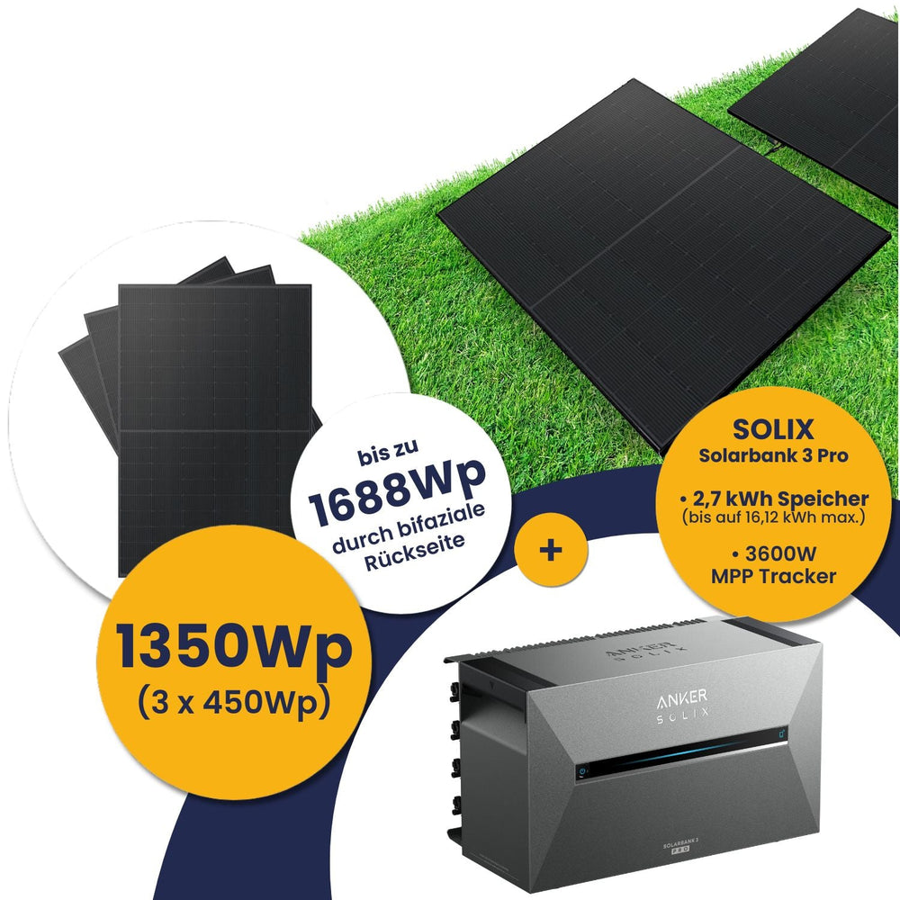 Anker Solarbank 3 E2700 Pro und Kleines Kraftwerk 1350Wp Trio mit optionaler Halterung