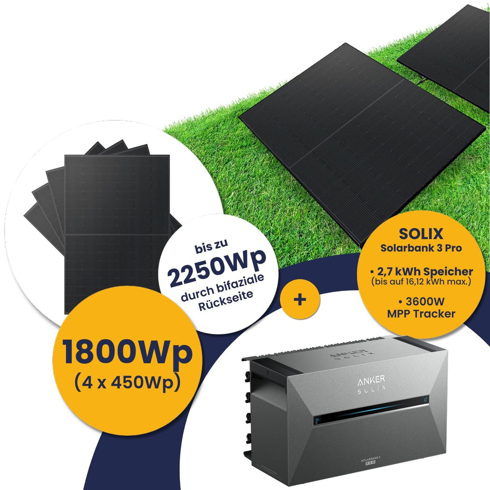 Anker Solarbank 3 E2700 Pro und Kleines Kraftwerk 1800Wp Quattro mit optionaler Halterung