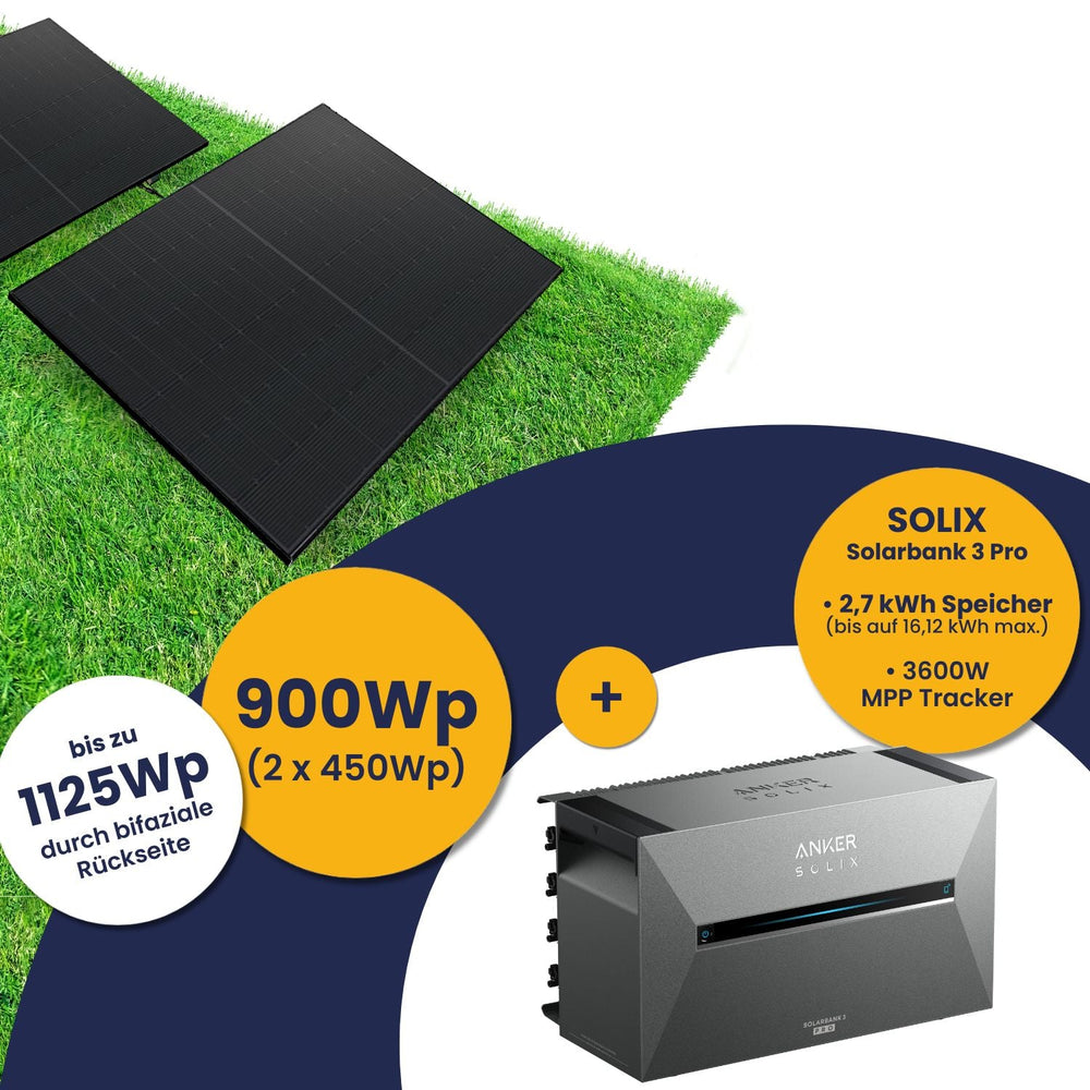 Anker Solarbank 3 E2700 Pro und Kleines Kraftwerk 900Wp Duo mit optionaler Halterung