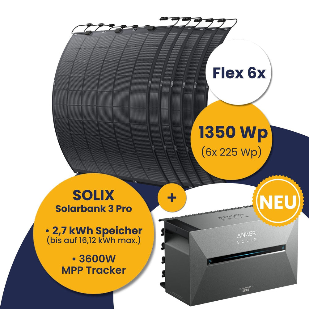 Anker Solarbank 3 E2700 Pro und Kleines Kraftwerk Flex 4x - 8x Komplettpaket (900 Wp - 1800 Wp)