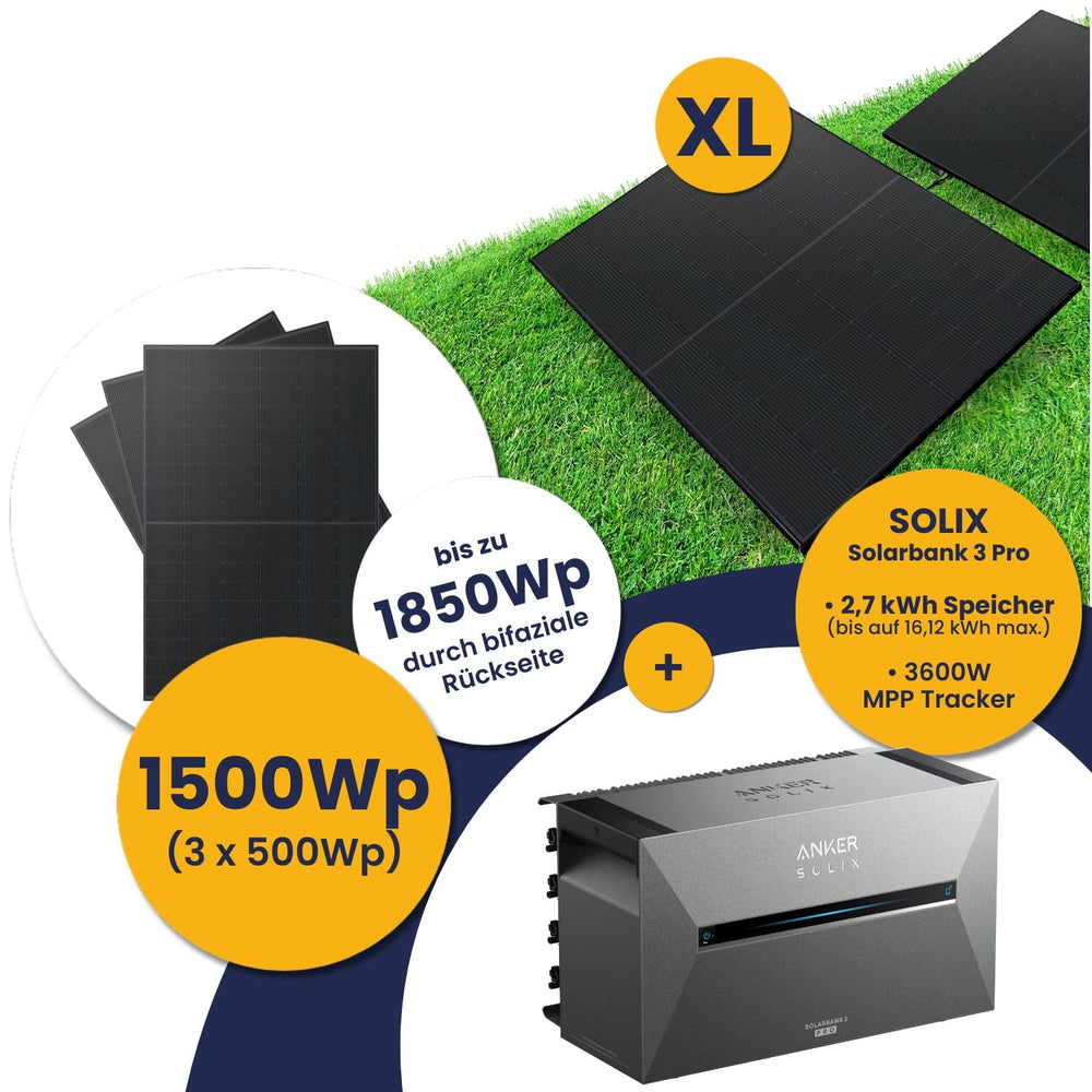 Anker Solarbank 3 E2700 Pro und Kleines Kraftwerk XL 1500Wp Trio mit optionaler Halterung
