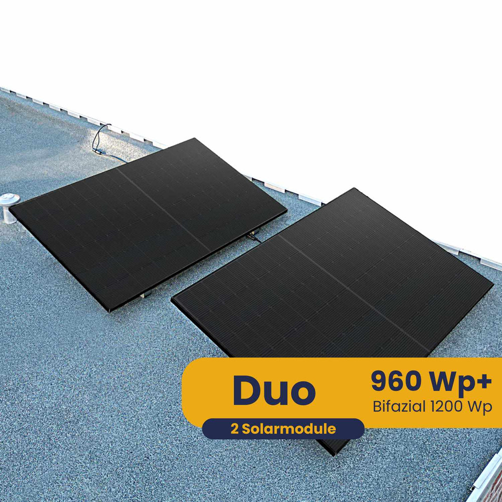 Kleines Kraftwerk Duo Flachdach Komplettpaket (960Wp+) Bifazial