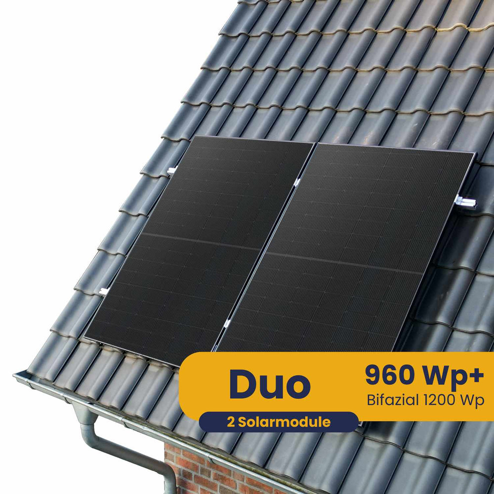 Kleines Kraftwerk Duo Ziegeldach Komplettpaket (960Wp+) Bifazial