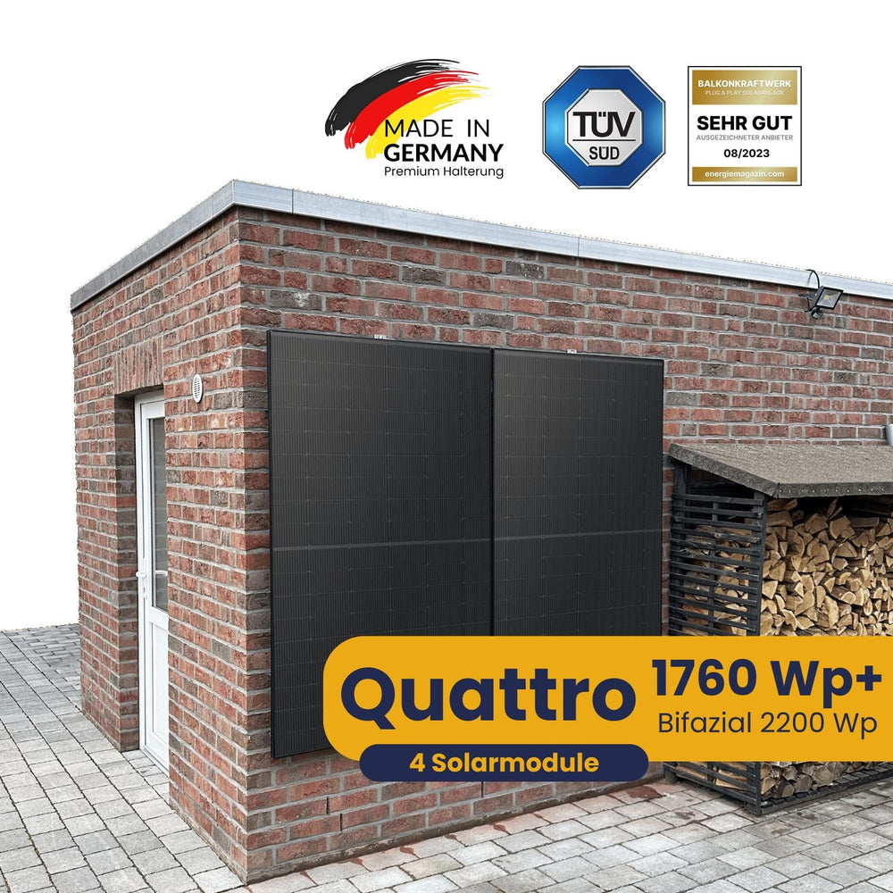 Kleines Kraftwerk Quattro Wandhalterung Komplettpaket (1760Wp+) Bifazial