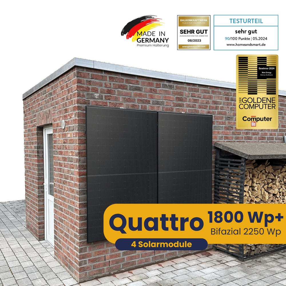 Kleines Kraftwerk Quattro Wandhalterung Komplettpaket (1800Wp+) Bifazial