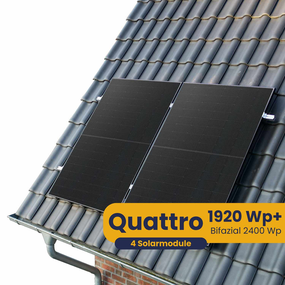 Kleines Kraftwerk Quattro Ziegeldach Komplettpaket (1920Wp+) Bifazial