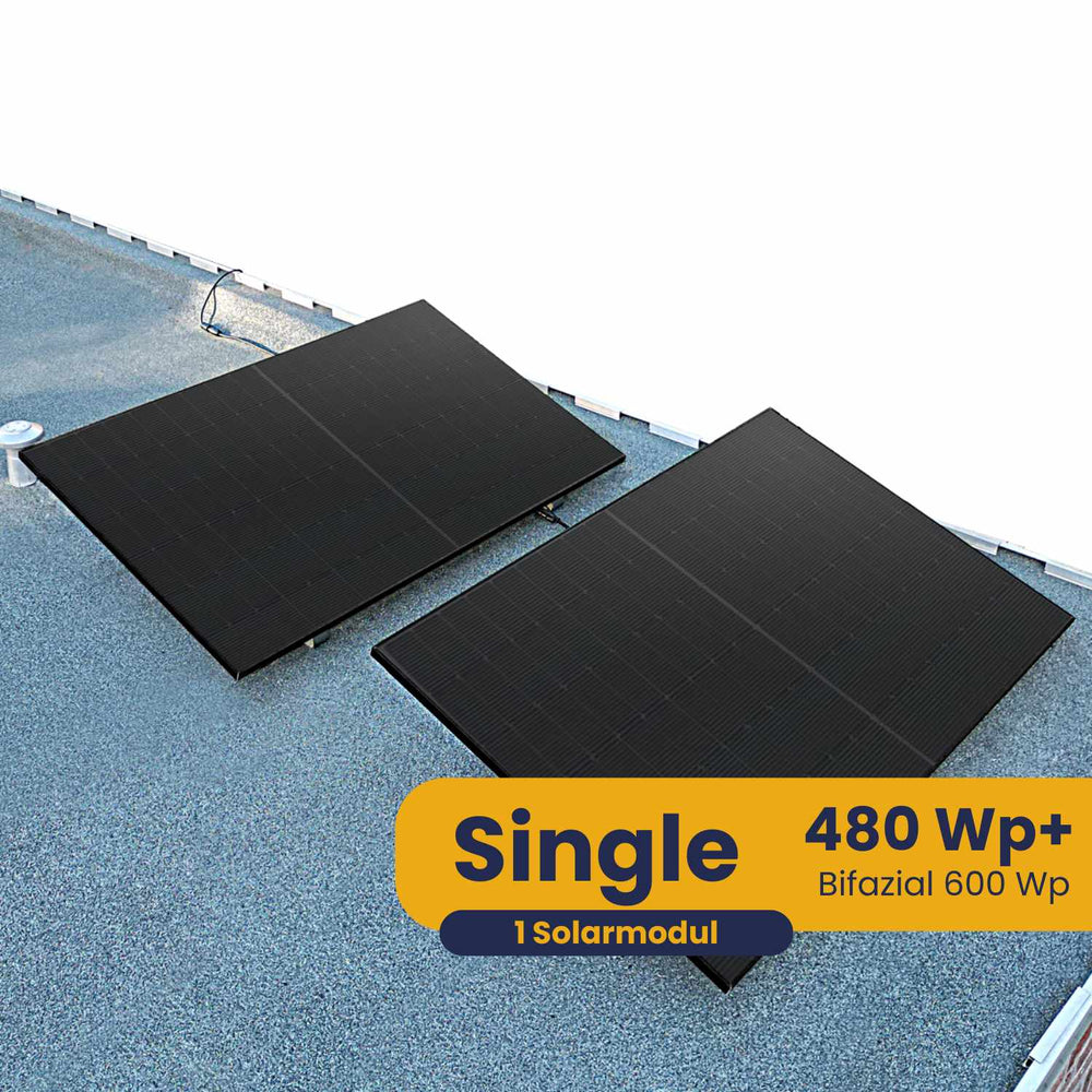 Kleines Kraftwerk Single Flachdach Komplettpaket (480Wp+) Bifazial