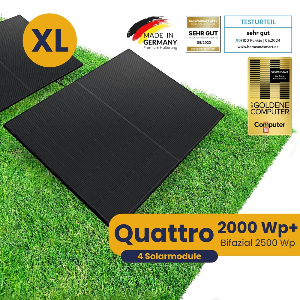 Kleines Kraftwerk XL Quattro Garten Komplettpaket (2000Wp+) Bifazial