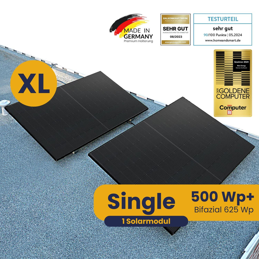 Kleines Kraftwerk XL Single Flachdach Komplettpaket (500Wp+) Bifazial