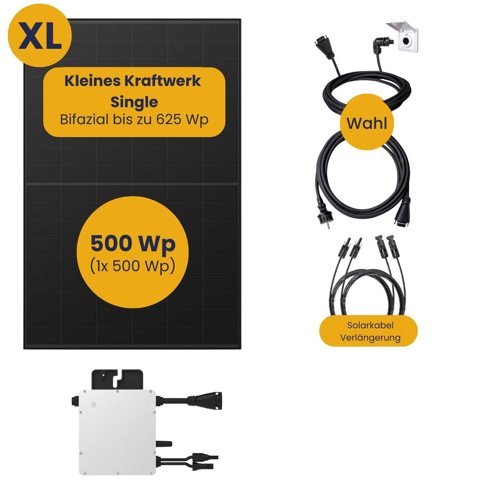 Kleines Kraftwerk XL Single ohne Halterung Komplettpaket (500Wp+) Bifazial