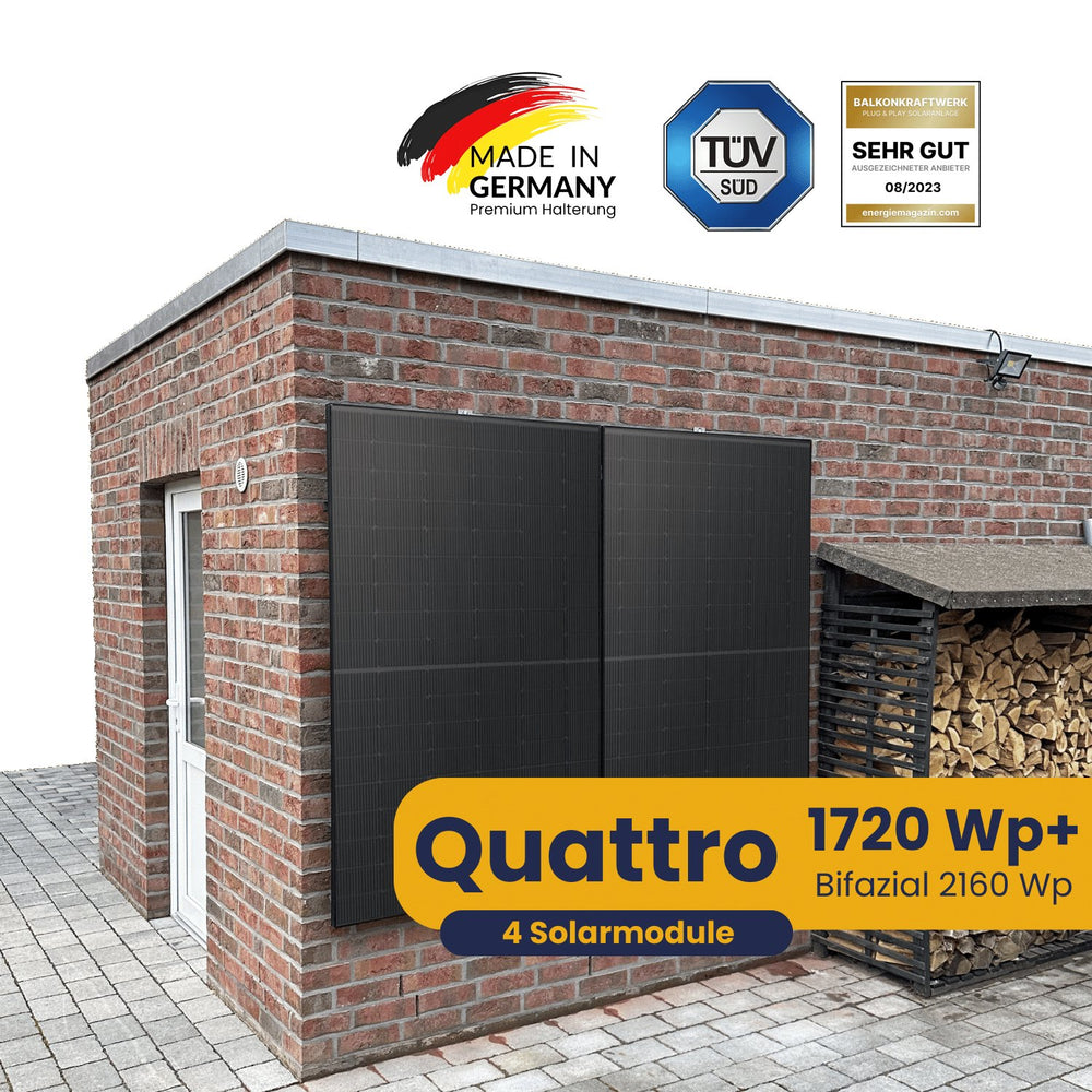 Kleines Kraftwerk Quattro Wandhalterung Komplettpaket (1720Wp+) Bifazial